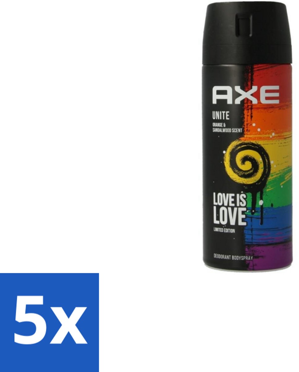 5 x Axe – Deodorant Spray – Unite – 150 ml - Deodorant Spray - Zweetgeur - Mannelijke Geur - Frisse Geur - Dagelijkse Gebruik