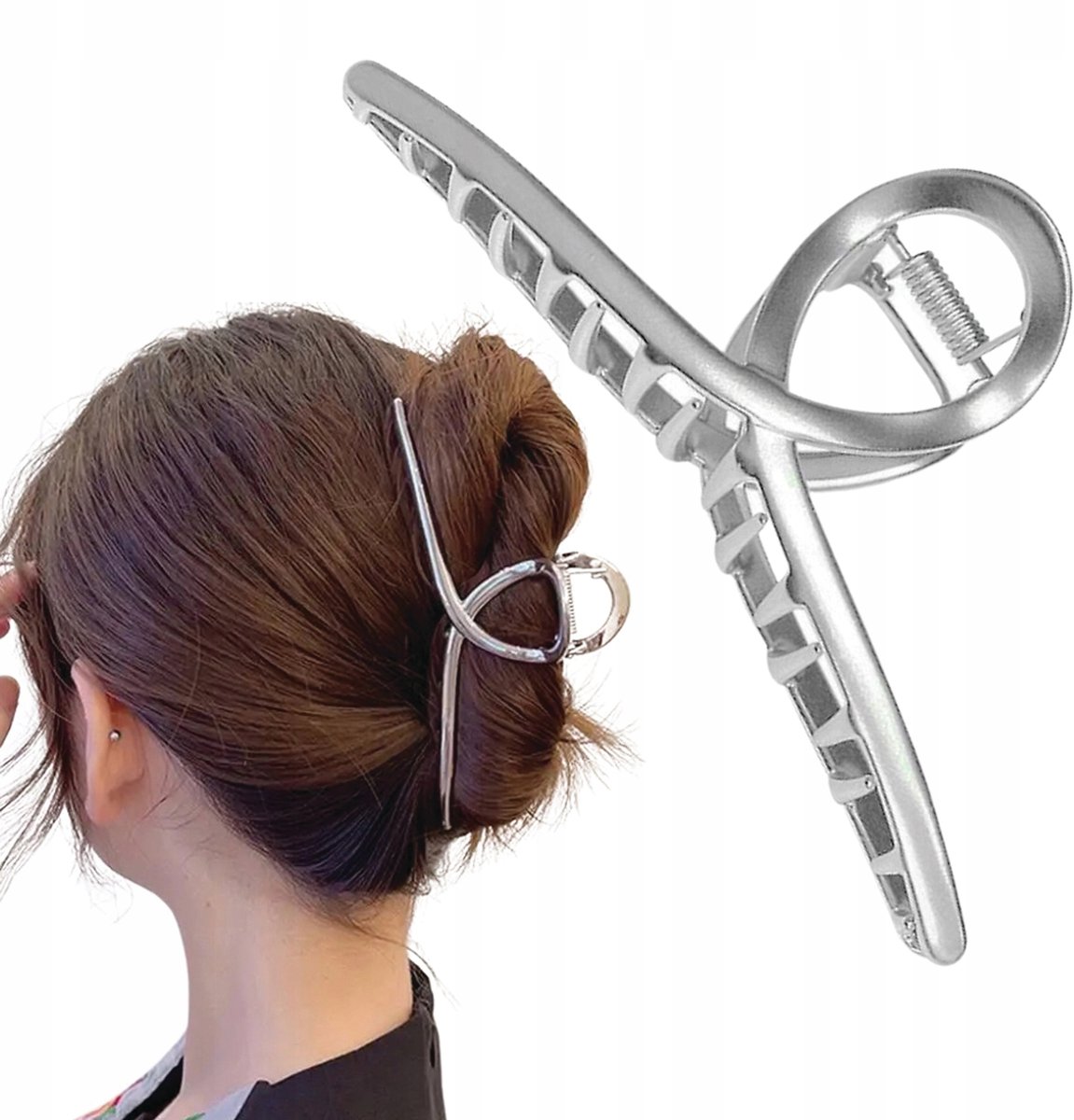 Grote Mat Zilveren Metalen Haarclip 11 cm