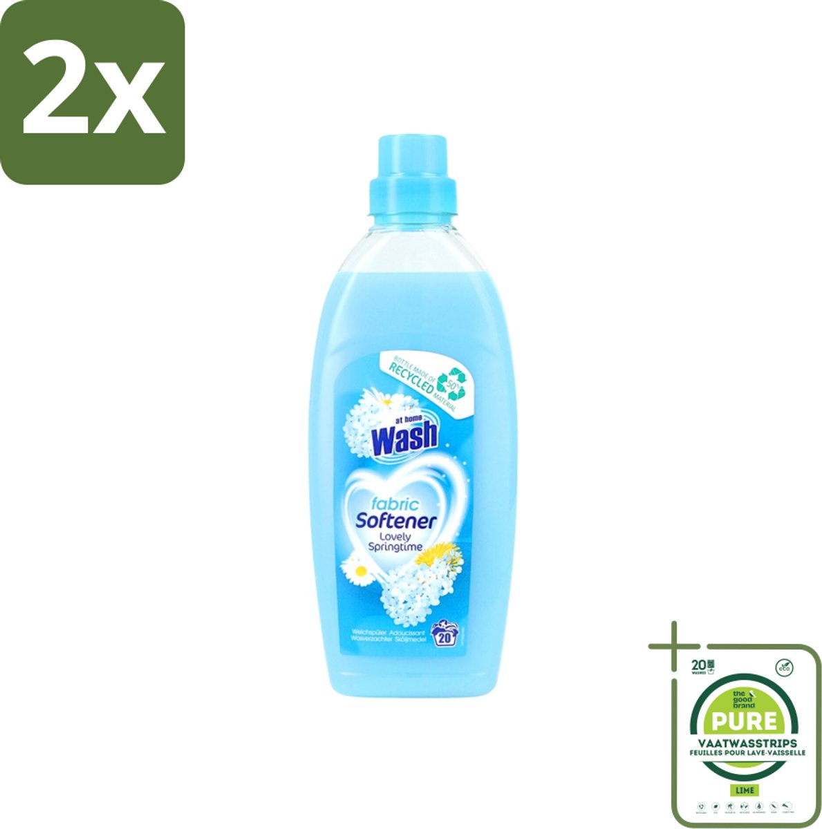 At Home - Wash - Wasverzachter - Lovely Springtime - 20 Wasbeurten - Voordeelverpakking - 2 stuks - Wasverzachter - Wasverzachter voor kleding