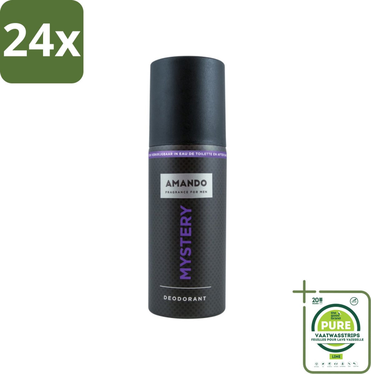 Amando - Mystery - Deodorant - Spray - 150 ml - Voordeelverpakking - 24 stuks - Mystery deodorant spray - Mannelijke geur