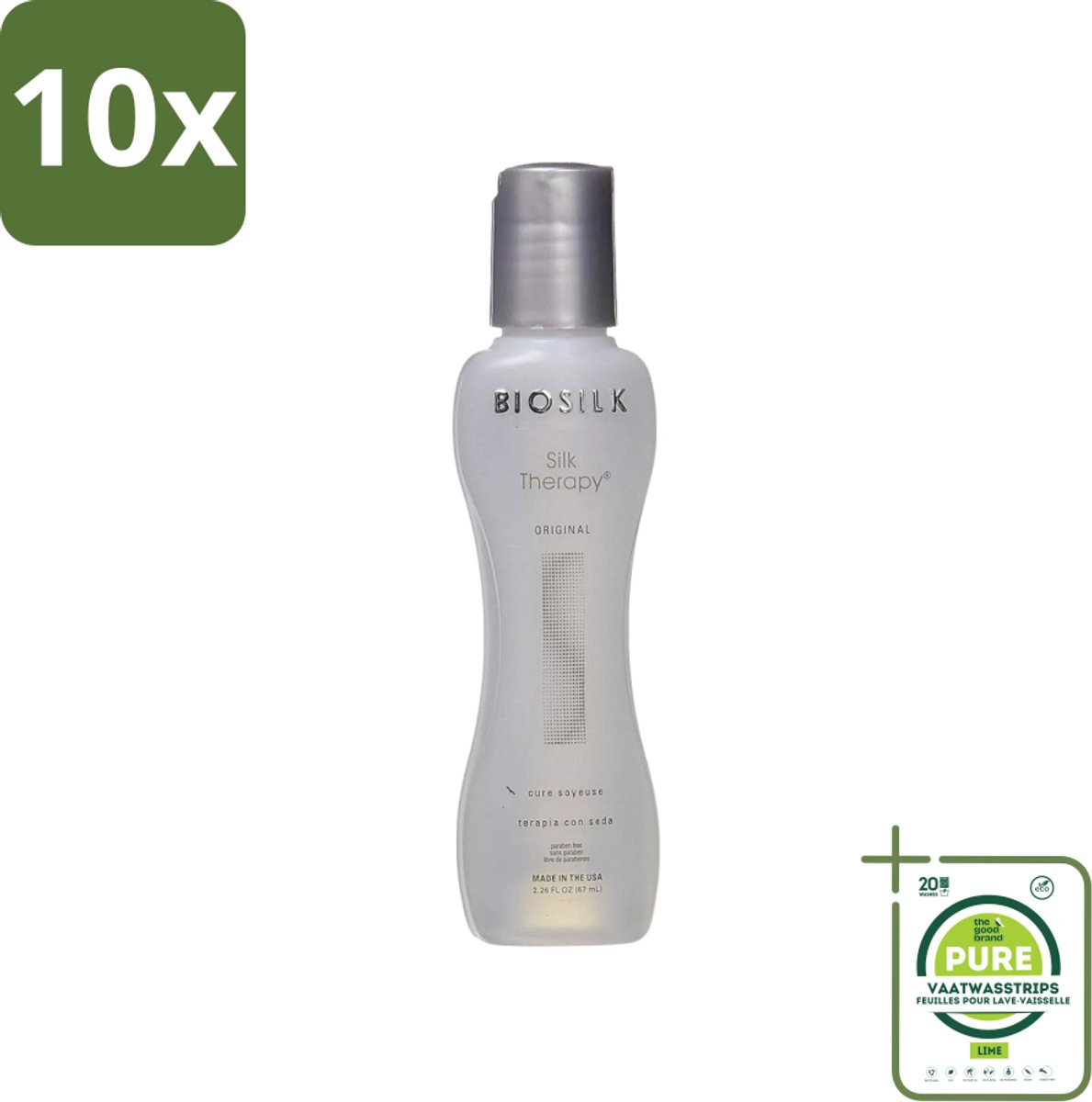 10 x Biosilk - Haarserum - Silk Therapy - Original - 67ml - Grootverpakking - Haarserum - Zijde - Haarbescherming - Haarherstel - Natuurlijke Zijde