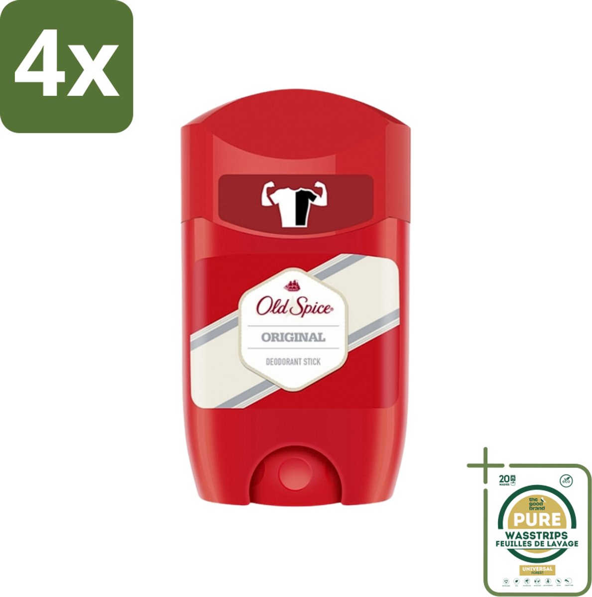Old Spice - Original - High Endurance - Deodorantstick - Langdurige Frisheid - 50 g - Voordeelverpakking - 4 stuks - Langdurige frisheid - Mannelijke geur