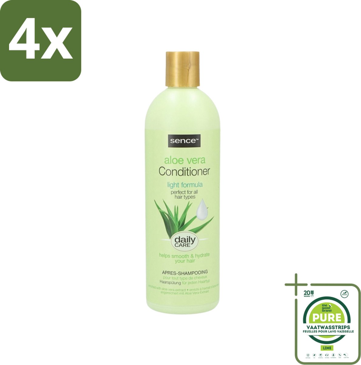 Sence - Aloë Vera - Conditioner - Hydraterend - 400 ml - Voordeelverpakking - 4 stuks - Aloë vera conditioner - Droog haar conditioner