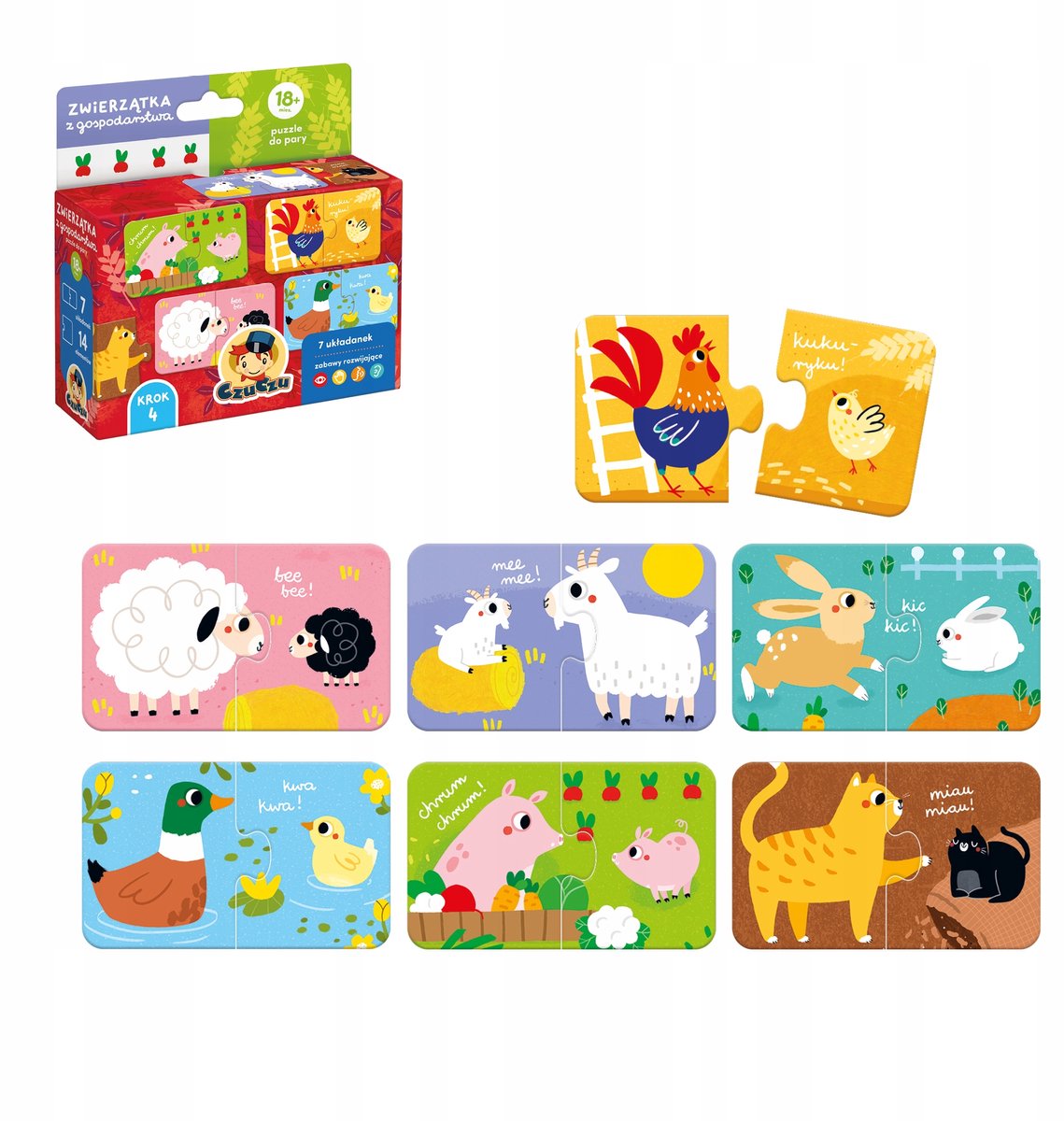 Educatieve Puzzel Boerderij Dieren - 14 Stuks voor Peuters