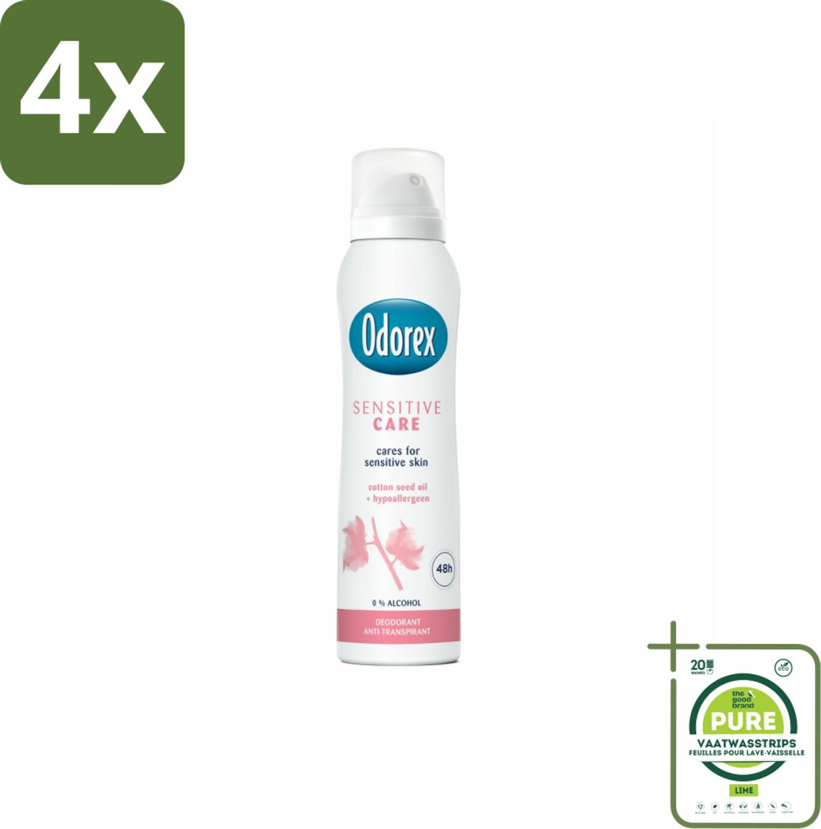Odorex Deodorant Spray Sensitive Care 150 ml - Voordeelverpakking - 4 stuks - Gevoelige huid - Deo spray