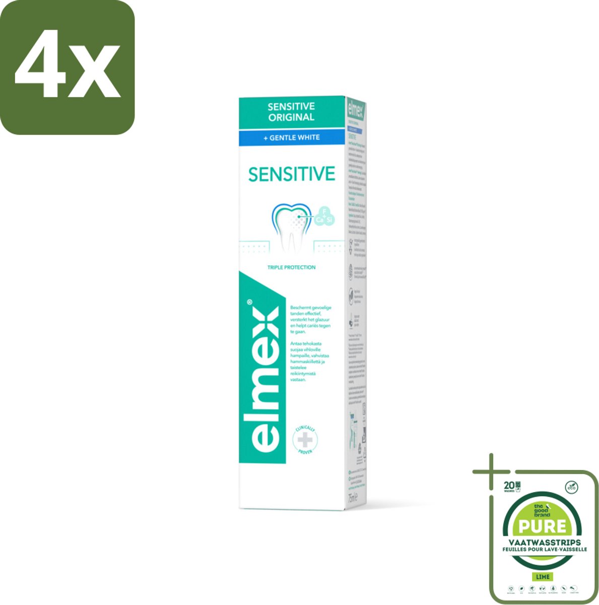 Elmex Tandpasta Sensitive Gentle White 75 ml - Voordeelverpakking - 4 stuks - Tandpasta - Mondhygiëne