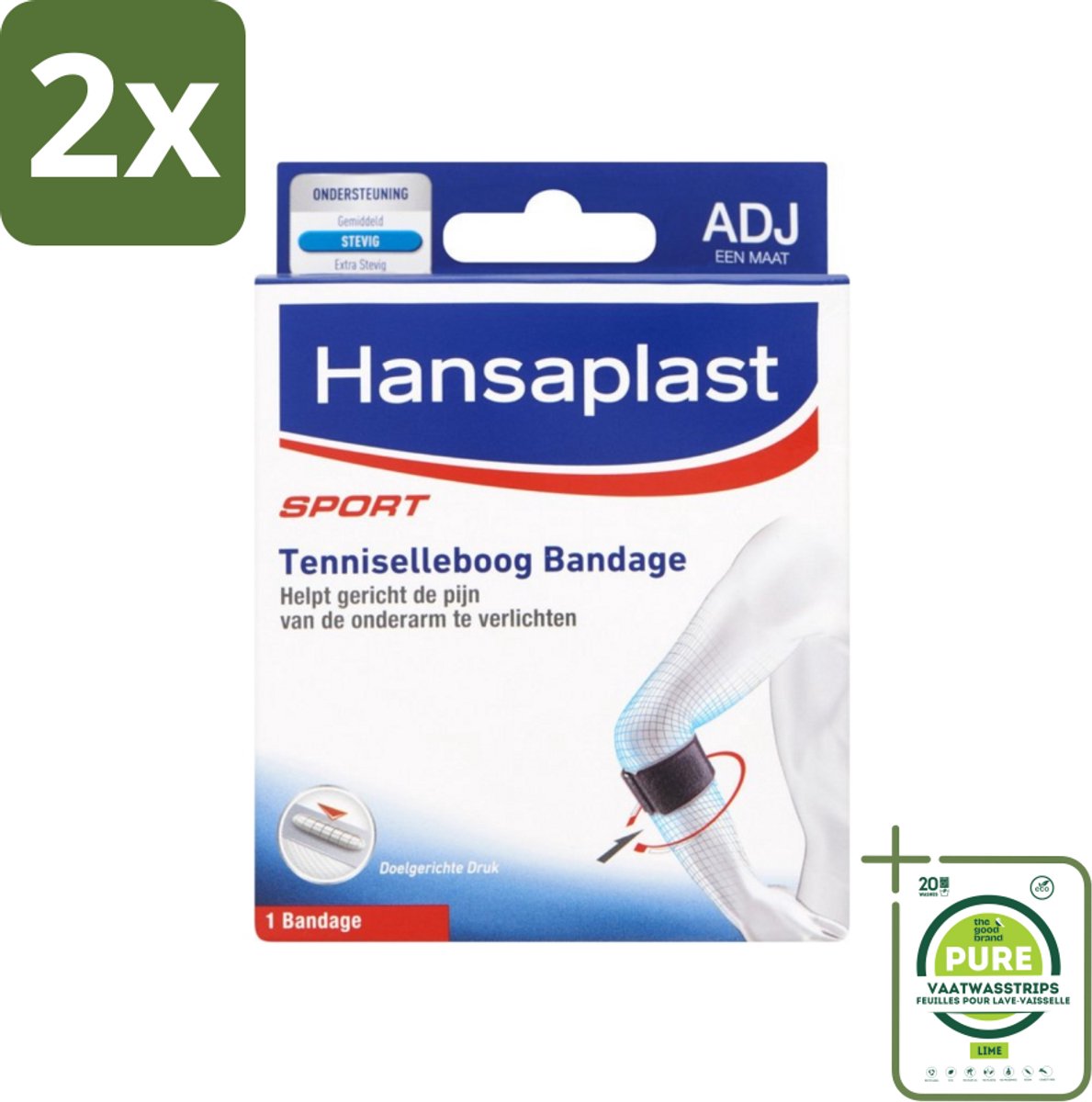 Hansaplast - Sport Tenniselleboog Bandage - Tennisarm Brace - Elleboogbraces - Verstelbaar - Zwart - Voordeelverpakking - 2 stuks - Tenniselleboog - Epicondylitis lateralis