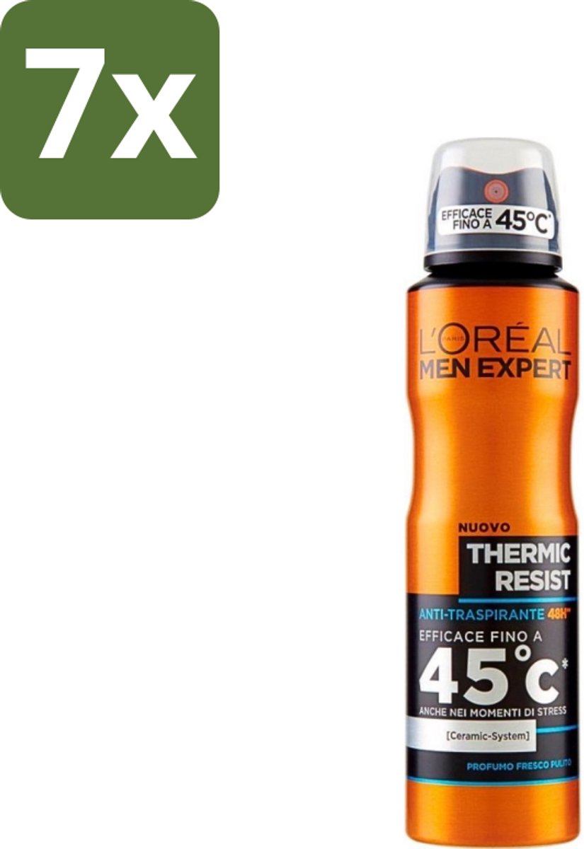 7 x L'Oréal Men Expert Deo Spray - Deodorant - Thermic Resist - 150 ml - Deodorant Spray - Thermic Resist - Transpiratie Bescherming - Fris Geur - 48 Uur Bescherming
