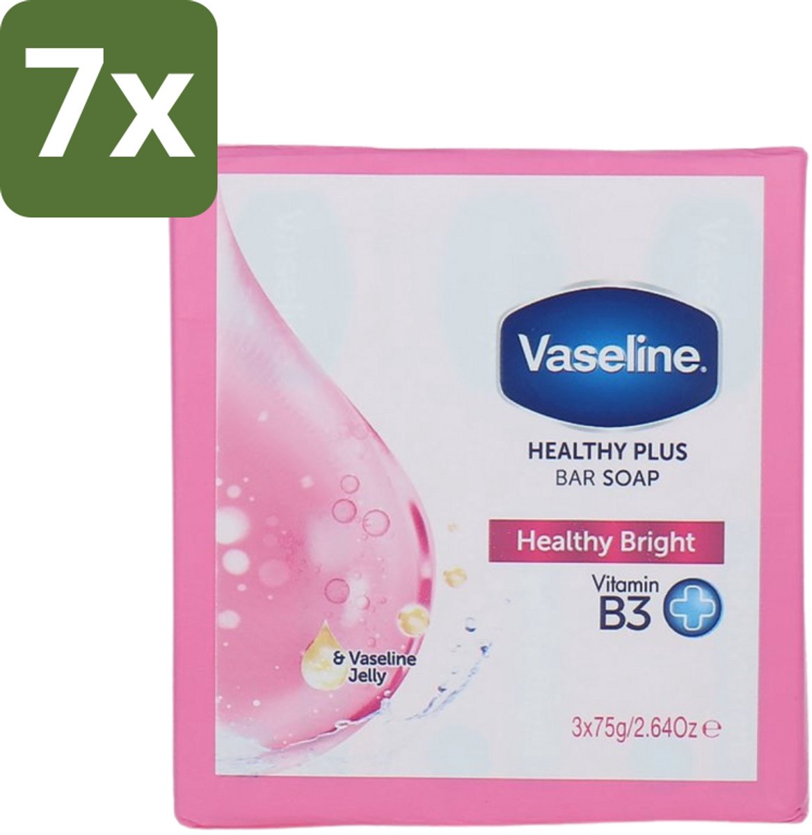 7 x Vaseline - Healthy Bright - Zeeptablet - Reinigend & Verzorgend - 3x75 ml - Zeep - Huidverzorging - Reiniging - Gezondheid - Handen