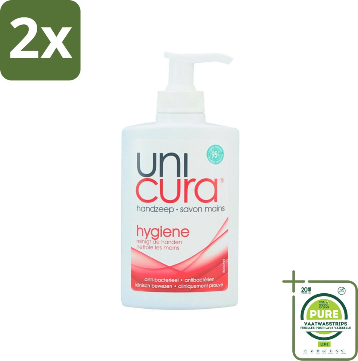 Unicura - Handzeep Pompje - Hygiëne - 250 ml - Voordeelverpakking - 2 stuks - Handzeep pompje - Hygiëne