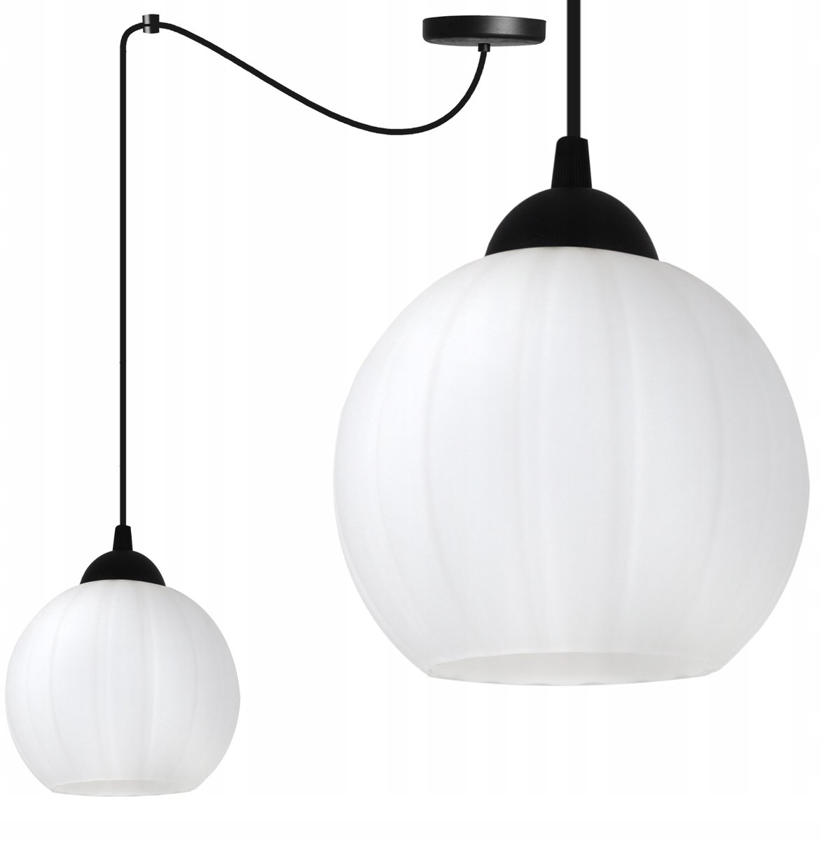Hanglamp Zwart/Wit Glas E27 Loft Stijl