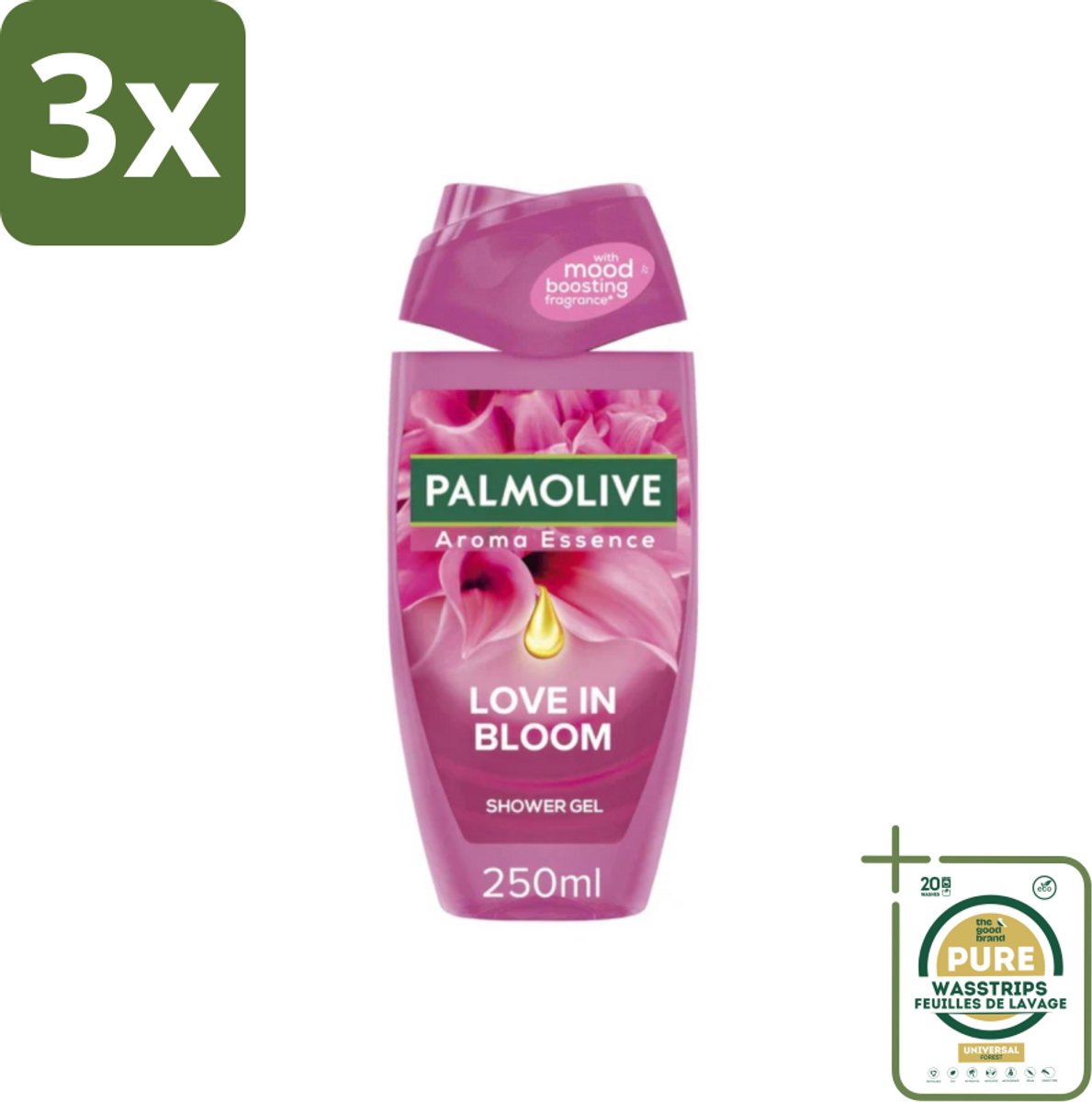3 x Palmolive - Douchegel - Love in Bloom - Aroma Essence - 250 ml - Grootverpakking - Douchegel - Geurige Douchegel - Bloemengeur - Verfrissende Douchegel - Hydraterende Douchegel