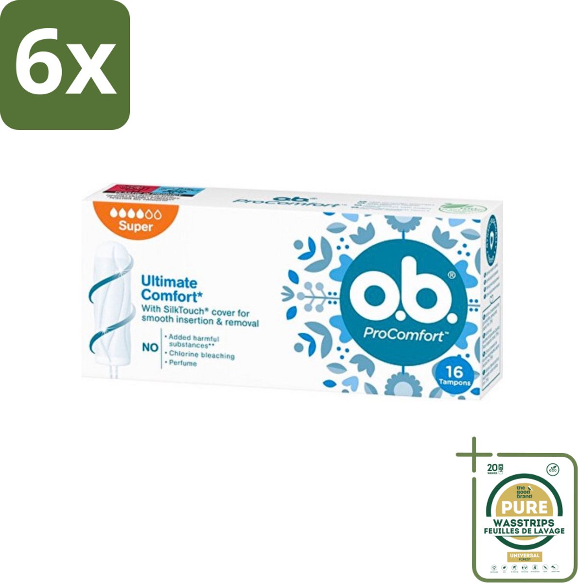 o.b. Tampons - ProComfort Super - Voor Comfort en Zachte Bescherming - 16 Tampons - Voordeelverpakking - 6 stuks - Comfort - Zachte bescherming
