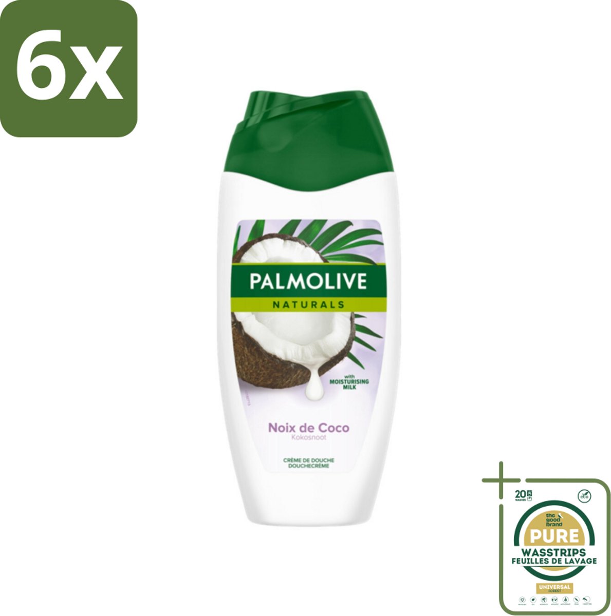 Palmolive Naturals - Douchecrème - Kokosnoot - 250 ml - Voordeelverpakking - 6 stuks - Hydraterende douchegel - Verzorgende douchegel