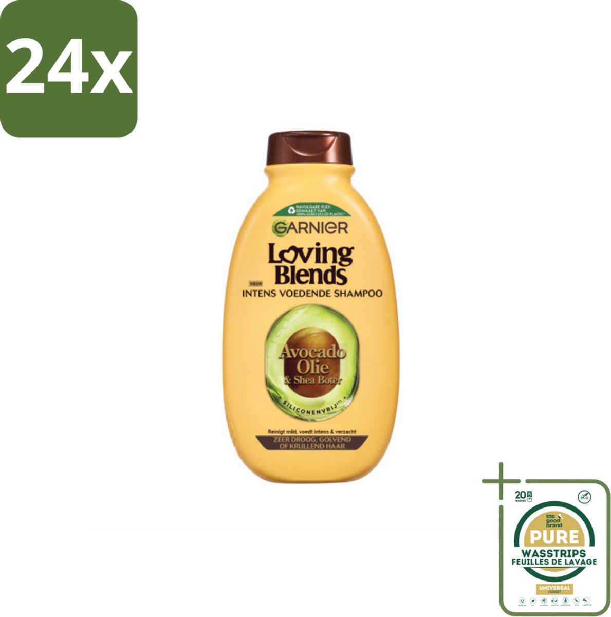 Garnier Loving Blends Avocado Olie en Shea Boter Shampoo 300 ml - Voordeelverpakking - 24 stuks - Droog Haar - Pluizig Haar