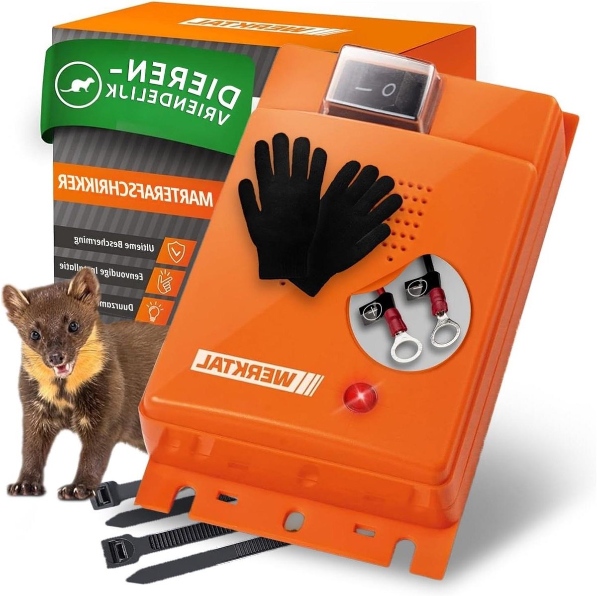 Marterverschrikker Auto - Knaagdier Wering - Motorruimte Bescherming - Ultrasoon Geluid Flitslicht - 11.5 x 6.5 cm - Oranje