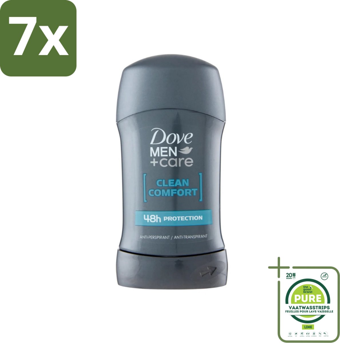 7 x Dove - Deodorant - Stick Clean Comfort - Zachte bescherming - 50 ml - Grootverpakking - Deodorant Stick - Zweetbestendig - Huidcomfort - 48 Uur Bescherming - Alcoholvrij