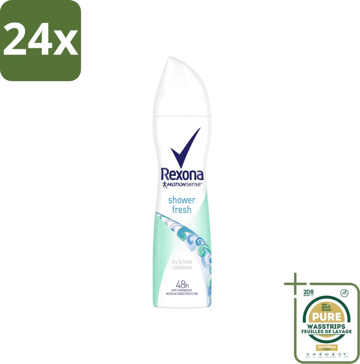Rexona - Shower Fresh - Deodorant Spray - Anti-transpirant - 150 ml - Voordeelverpakking - 24 stuks - Anti-transpirant - 48 uur bescherming