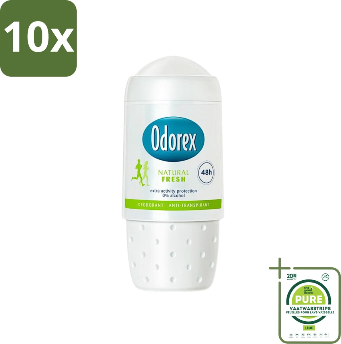 10 x Odorex - Deodorant Roller - Natuurlijk Fris - Fris & Natuurlijk - 50 ml - Grootverpakking - Natuurlijke Frisheid - Deodorant Roll-on - Fris En Natuurlijk - Transpiratie Bescherming - Huidvriendelijk
