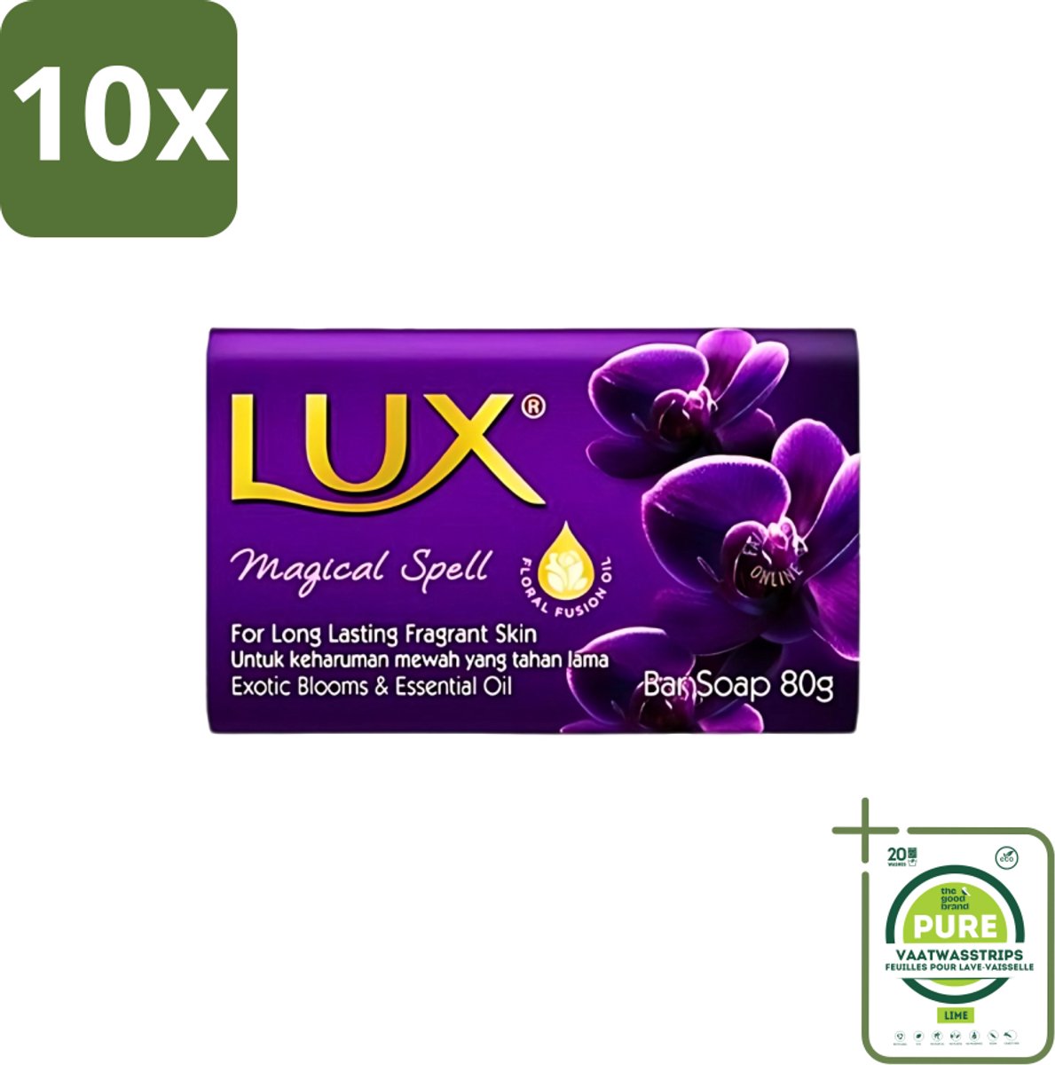 10 x Lux - Zeep - Magical Spell - Hydraterend - Luxe Geurbeleving - 80 g - Grootverpakking - Lux Zeep - Hydraatende Zeep - Geurige Zeep - Zeep Met Bloemenolie - Spa Zeep