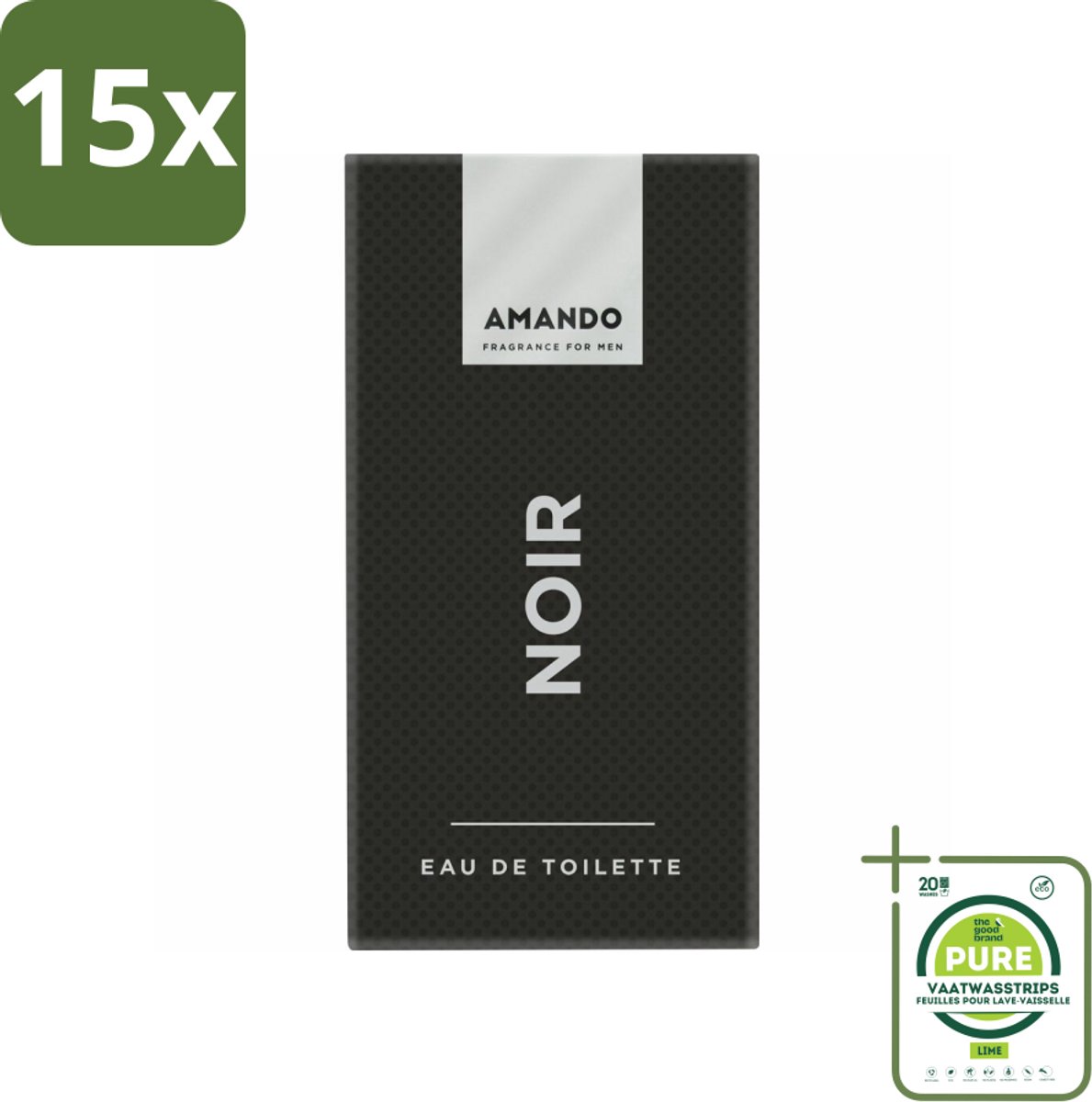 15 x Amando Noir Eau de Toilette 50 ml - Grootverpakking - Amando Noir Eau De Toilette - Mannelijke Geur - Klassieke Geur - Kruiden - Specerijen