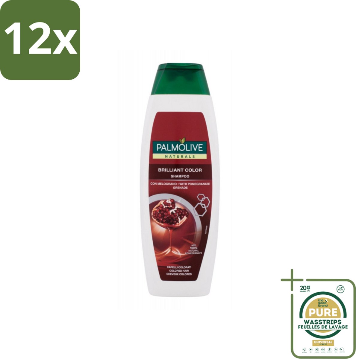 Palmolive Naturals - Shampoo - Brilliant Color - Voor Gekleurd Haar - 350 ml - Voordeelverpakking - 12 stuks - Haar beschermen - Haar verzorgen
