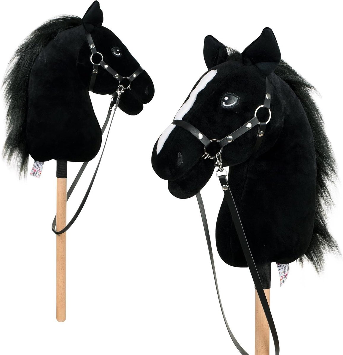 Stokpaardje met tuig - Hobby paard - Paardrijden naspelen - Realistisch ontwerp - Medium formaat - Abraxas