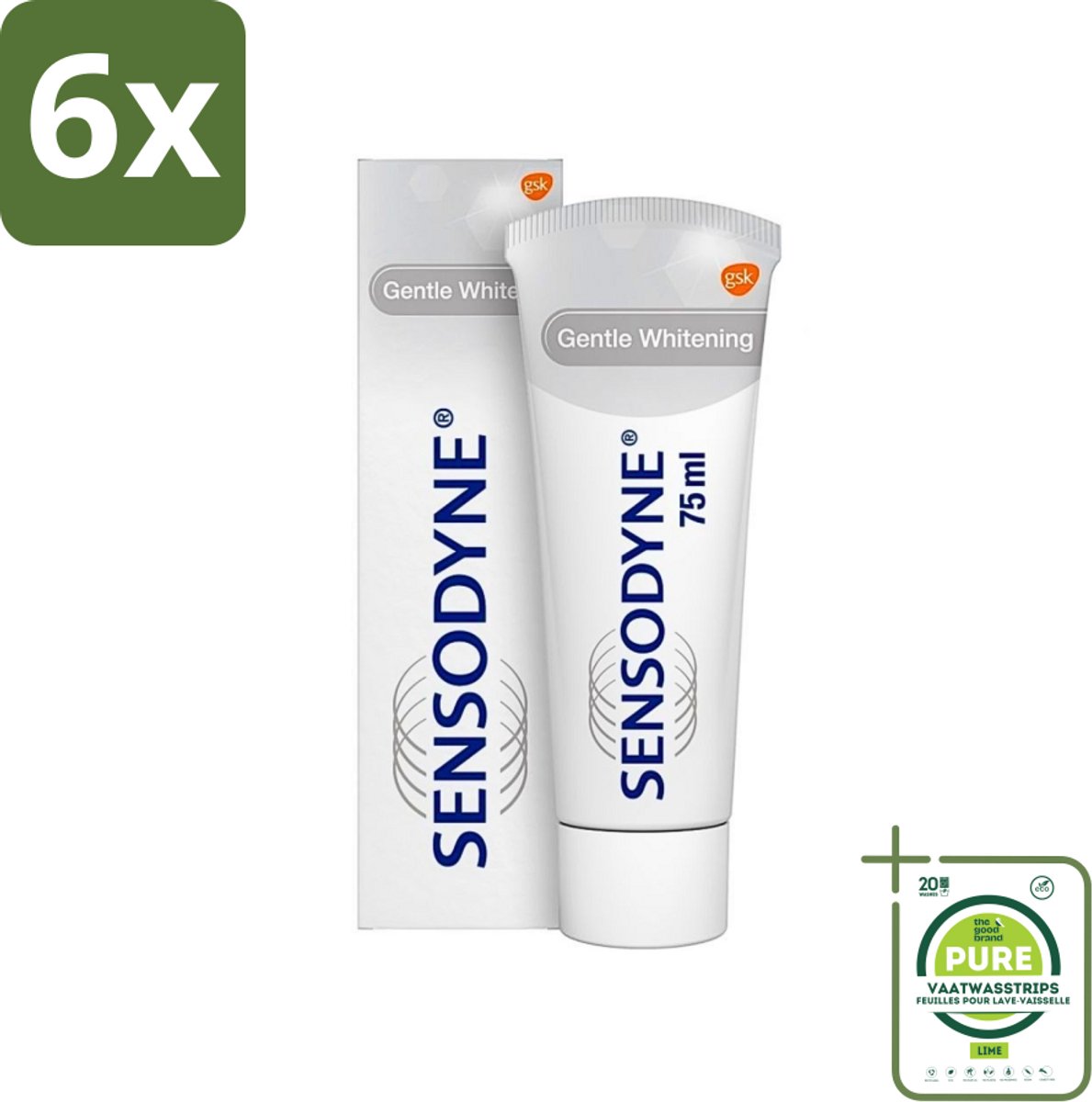 Sensodyne - Tandpasta - Gentle Whitening - Voor Gevoelige Tanden - 75 ml - Voordeelverpakking - 6 stuks - Gevoelige tanden - Tandpasta