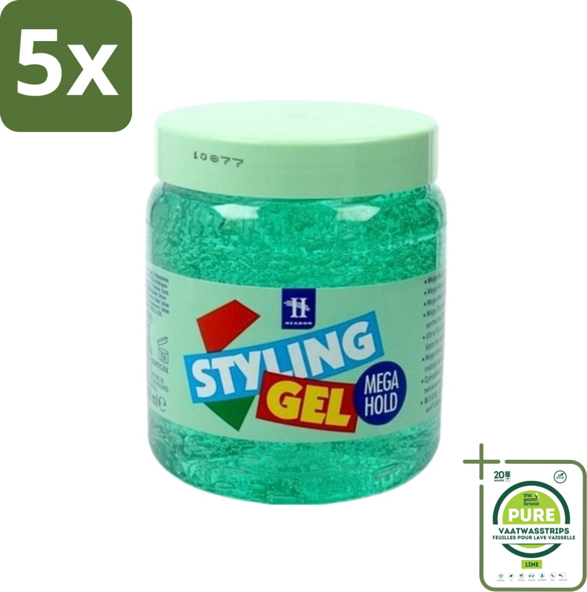 5 x Hegron - Styling Gel - Megahold - Sterke Fixatie - 150 ml - Grootverpakking - Haartype Styling Gel - Megahold Gel - Haartype Styling - Styling Gel