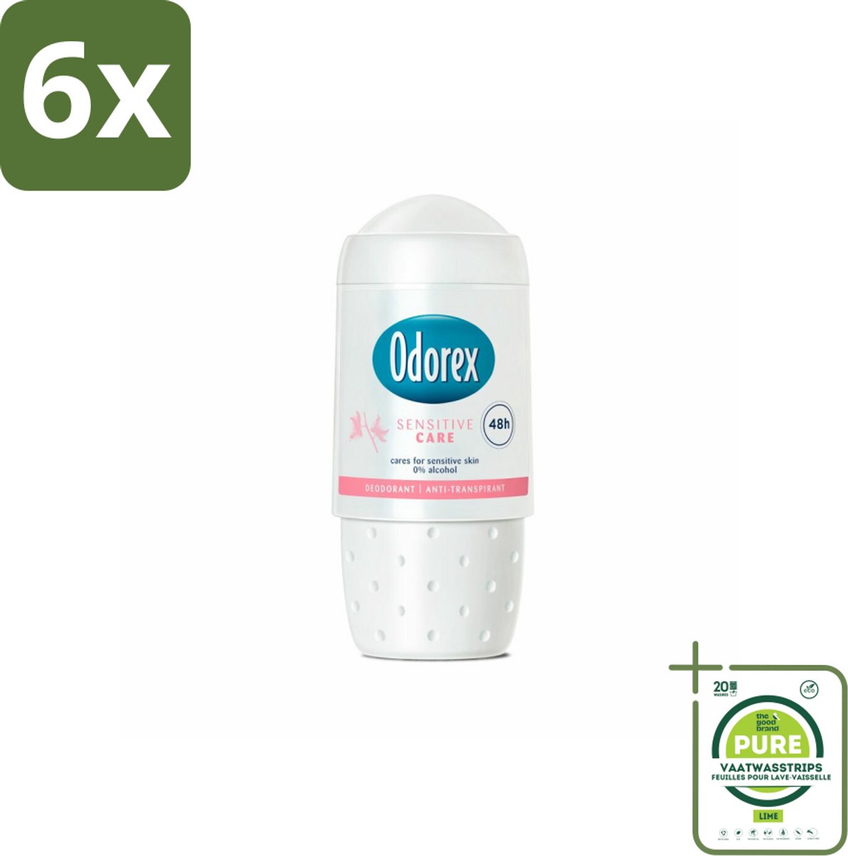 Odorex Deodorant Roller Sensitive Care 50 ml - Voordeelverpakking - 6 stuks - Gevoelige huid - Deodorant