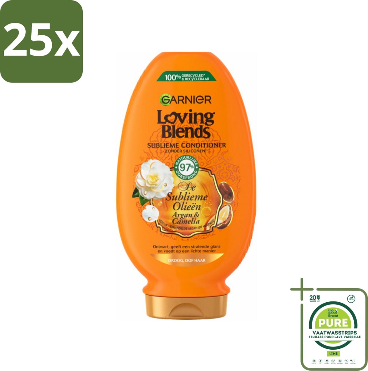 25 x Garnier Loving Blends Argan- en Cameliaolie Conditioner 250 ml - Grootverpakking - Droog Haar Conditioner - Dof Haar Conditioner - Arganolie Conditioner - Camelliaolie Conditioner - Voedende Conditioner