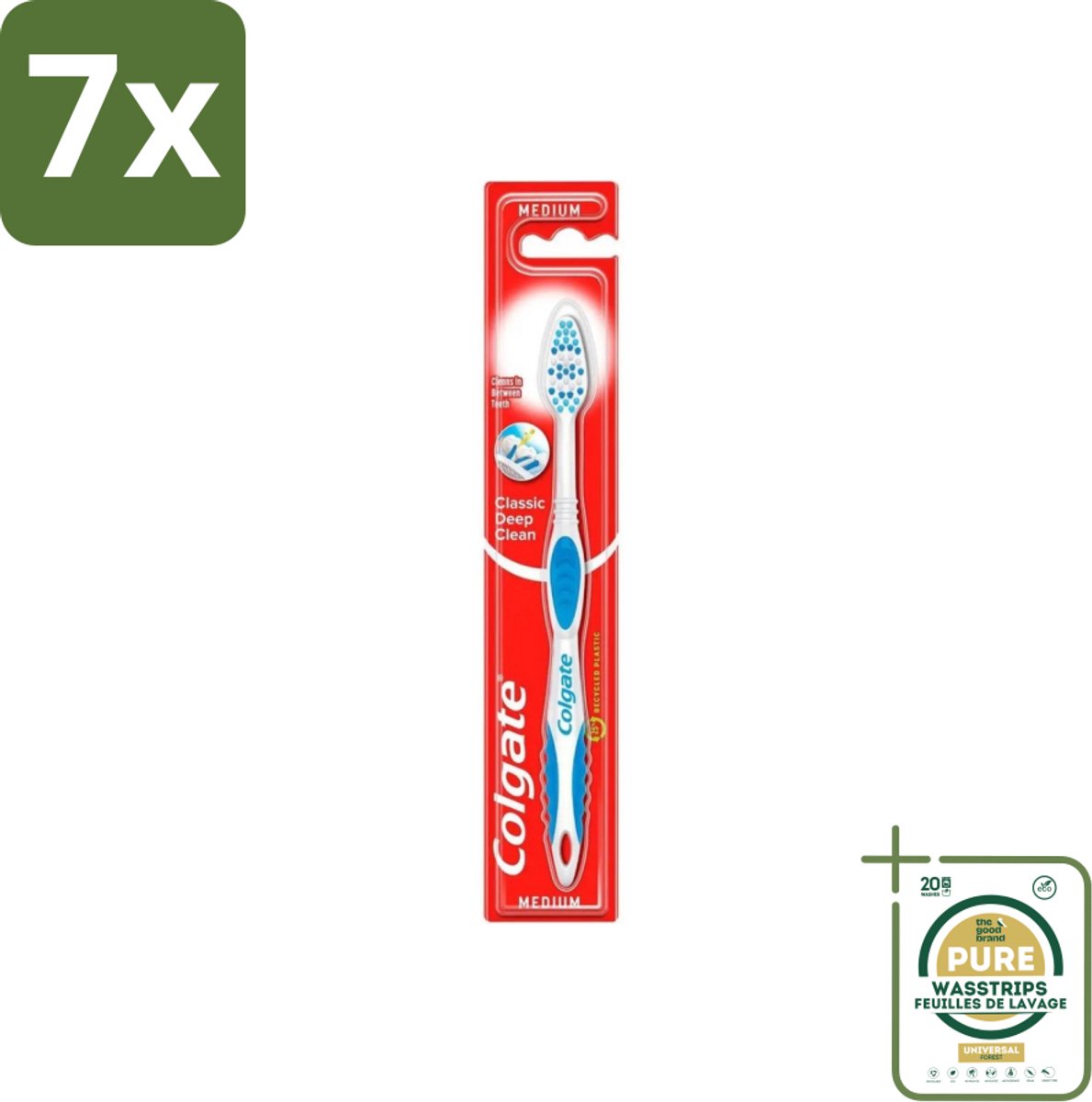 7 x Colgate - Tandenborstel - Classic Deep Clean Medium - 1 Tandenborstel - Grootverpakking - Tandenborstel - Mondgezondheid - Tandenborstel Reiniging - Tandplak Verwijderen - Etensresten Verwijderen