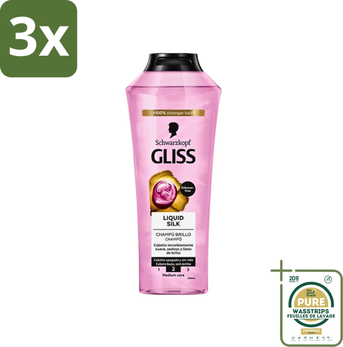 3 x Gliss-Kur - Shampoo - Liquid Silk - Zijdezachte Haarverzorging - 400 ml - Grootverpakking - Zijdezachte Haarverzorging - Haar Glans - Haarvoeding - Haarstructuur - Haarversterking