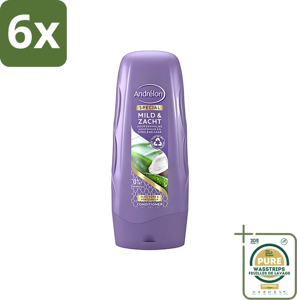 Andrélon - Mild & Zacht - Conditioner - Voor Gevoelige Hoofdhuid - 300 ml - Voordeelverpakking - 6 stuks - Mild haarverzorging - Zachte haar