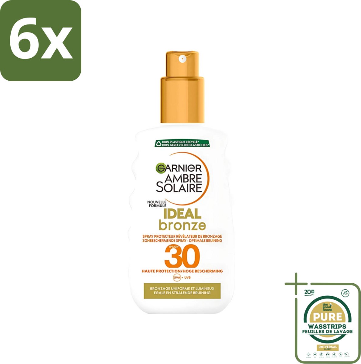 Garnier - Ambre Solaire - Ideal Bronze - Zonnebrandspray - SPF 30 - 200 ml - Voordeelverpakking - 6 stuks - Zonnebrand - SPF 30