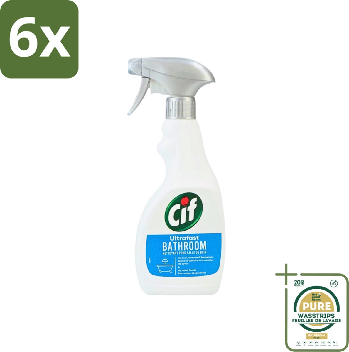 Cif - Badkamer Spray - Cream - Supersnel - 500ml - Voordeelverpakking - 6 stuks - Zeepresten verwijderen - Badkamer schoonmaken
