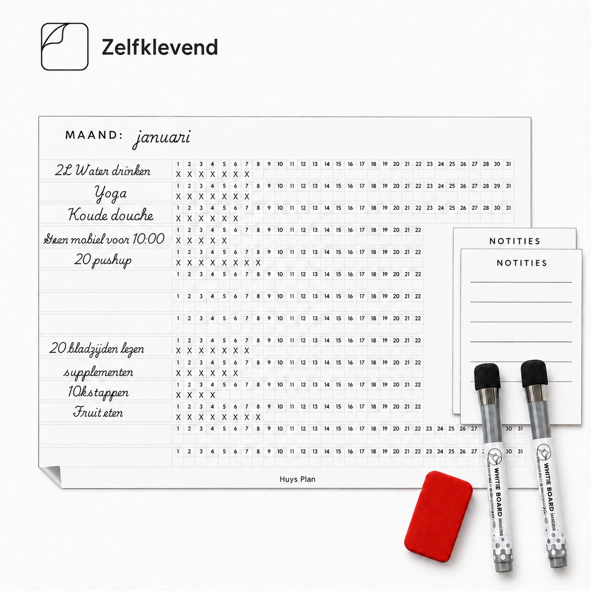 Huysplan - A5 Habit tracker - Habit Planner - Atomic Habits - 2 Stiften en 1 Wisser - Zelfplakkend