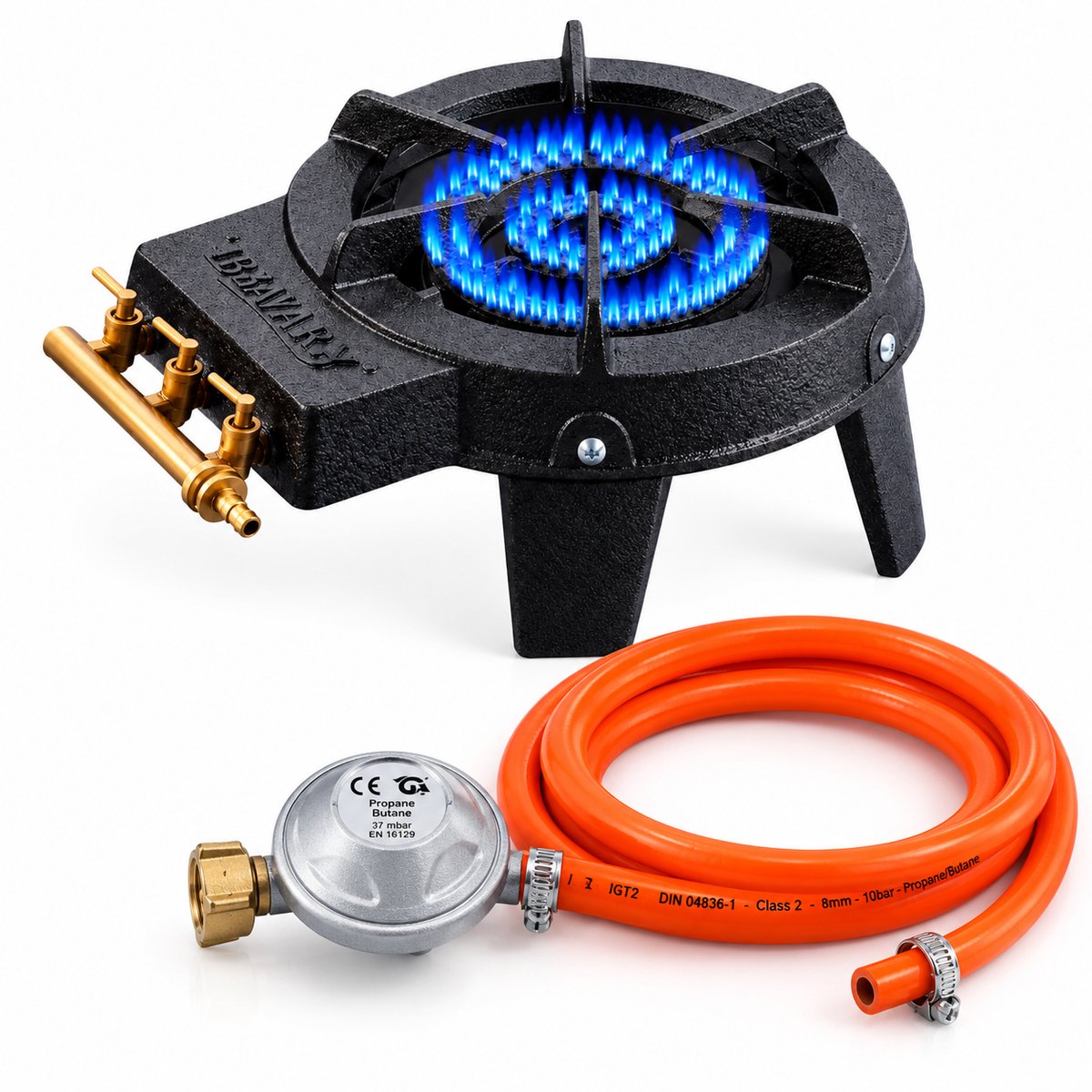 Bavary Ringbrander – Gasbrander Set met Gasslang & Regelaar
