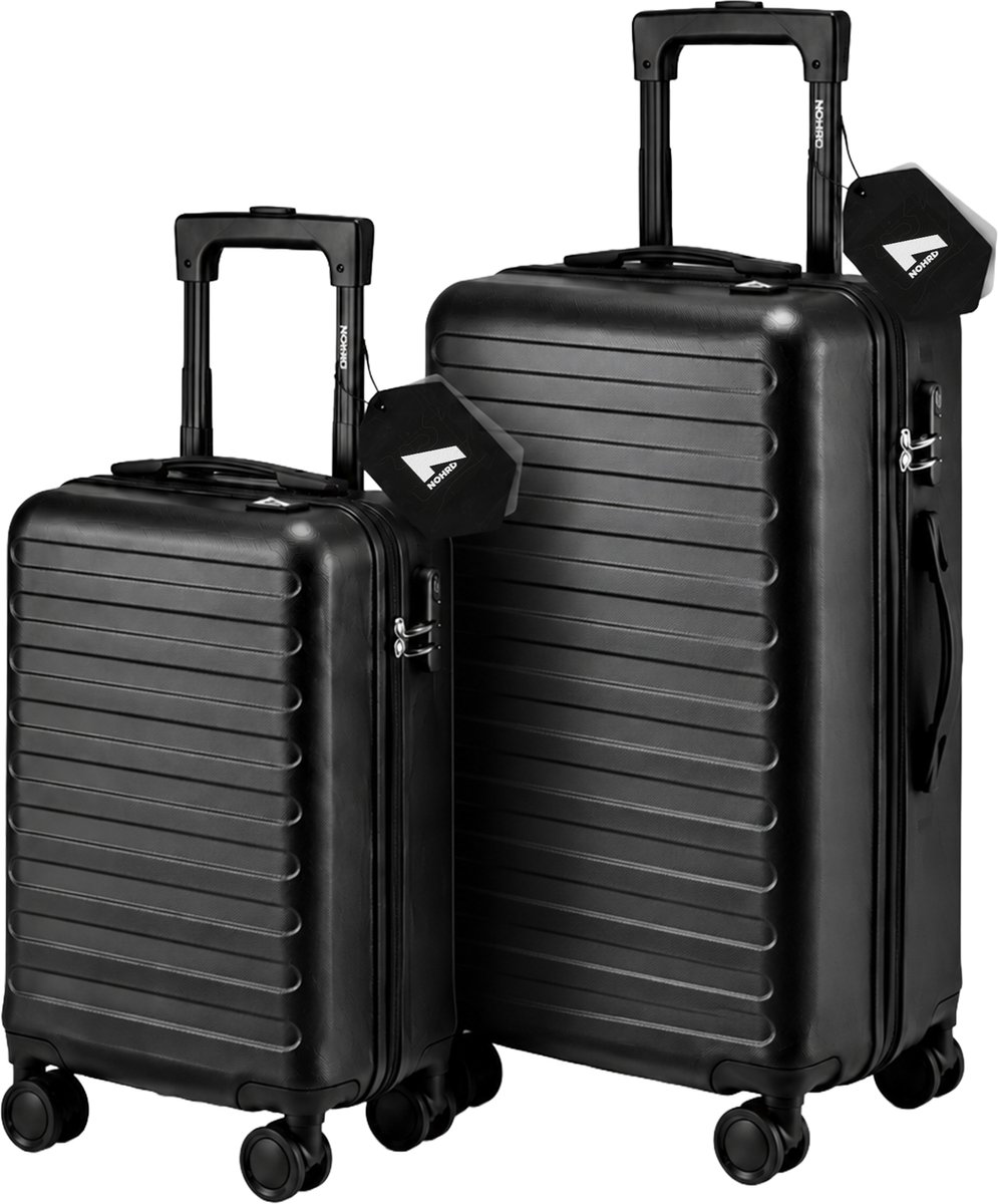Nohrd® Kofferset - 2 delig - 38L Handbagage + 70L Ruimbagage - Lichtgewicht - Trolley - Reiskoffer Set - Zwart