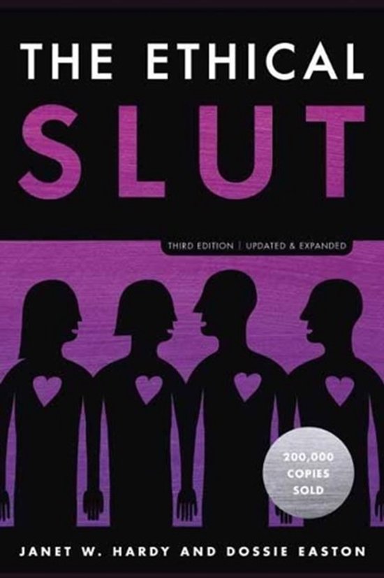 Boek "The Ethical Slut", derde editie, met silhouetten van vier personen met hartjes.