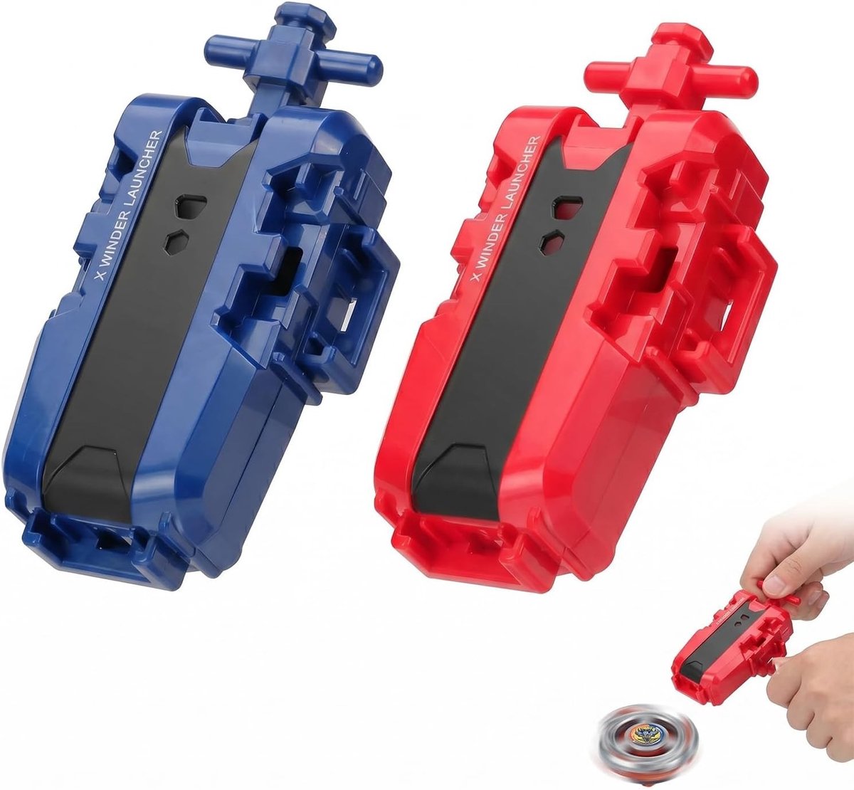 Launcher Set voor Spinning Tops - 2-delige String Launcher Set in Blauw en Rood, Geschikt voor X Series Battling Tops en Accessoires voor Spinners