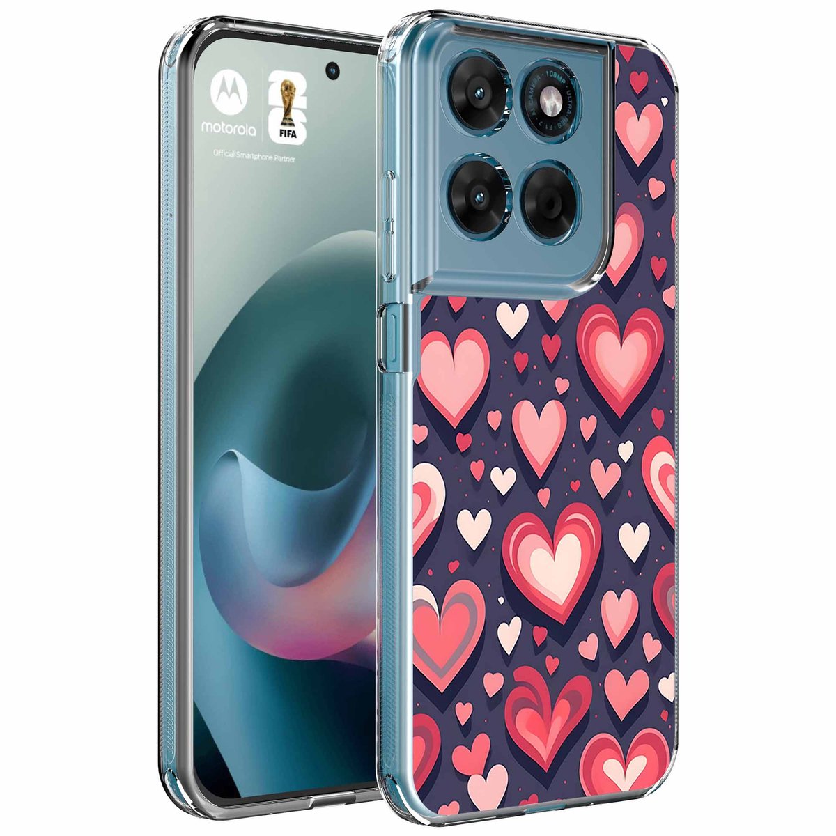 Smartphonica Geschikt voor Motorola Moto G77 Telefoonhoesje met Liefdes Love opdruk - Draadloos op te laden - Shockproof Siliconen TPU Strong Case - Sterk Schokbestendig Telefoonhoesje geschikt voor Motorola Moto G77