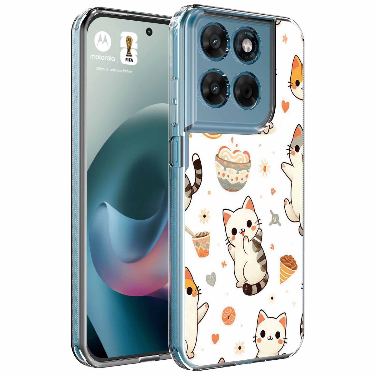 Smartphonica Geschikt voor Motorola Moto G77 Telefoonhoesje met Katten opdruk - Draadloos op te laden - Shockproof Siliconen TPU Strong Case - Sterk Schokbestendig Telefoonhoesje geschikt voor Motorola Moto G77