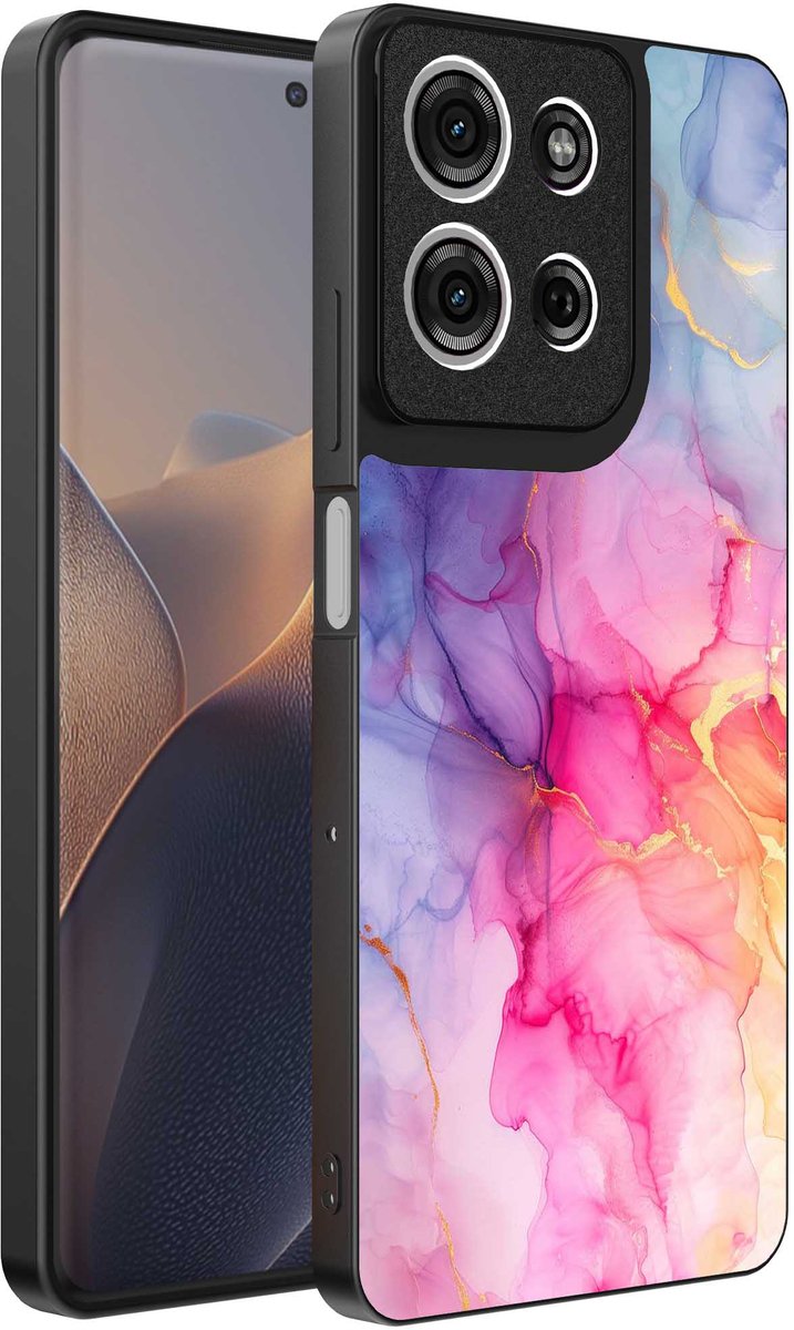 Geschikt voor Motorola Edge 60 Fusion Telefoonhoesje met marmeropdruk - TPU backcover case marble design - Regenboog - Smartphonica geschikt voor Motorola Edge 60 Fusion
