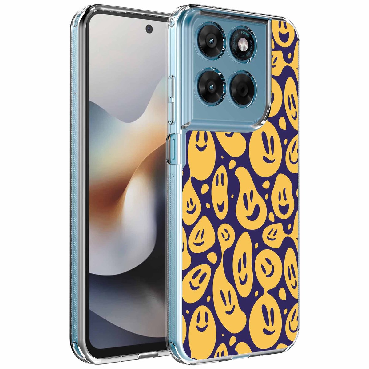 Smartphonica Geschikt voor Motorola Moto G56 Telefoonhoesje met Smiley Emoji opdruk - Draadloos op te laden - Shockproof Siliconen TPU Strong Case - Sterk Schokbestendig Telefoonhoesje geschikt voor Motorola Moto G56