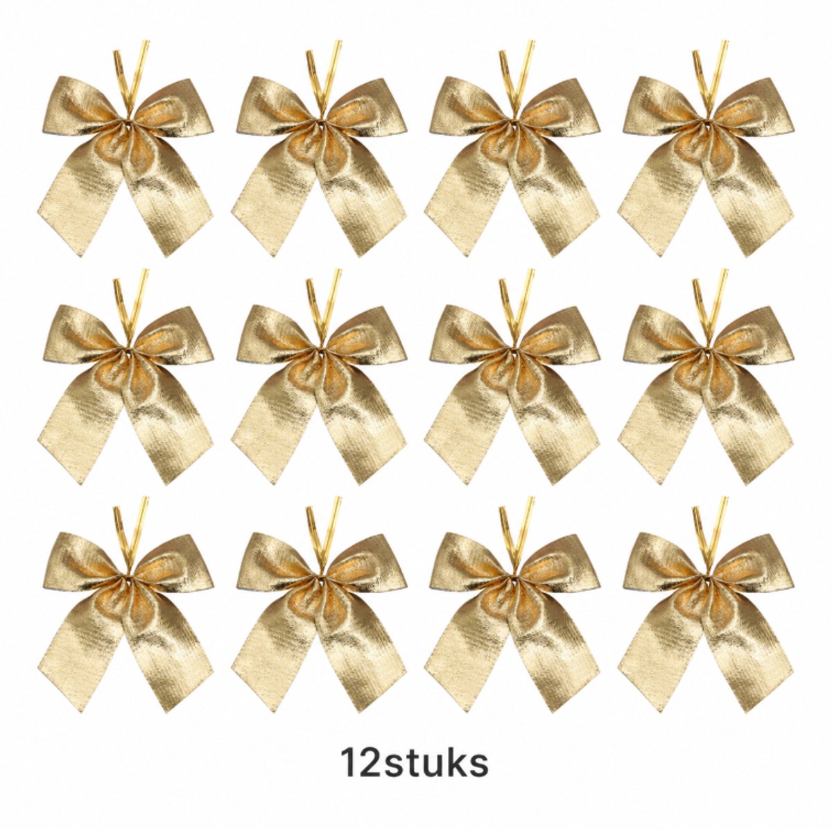 12 Stuks Gouden Kerststrikjes - Kleine Kerstboom Hangers 8 cm - Decoratieve Strikjes voor Kerstboom, Krans & Kerstdecoratie