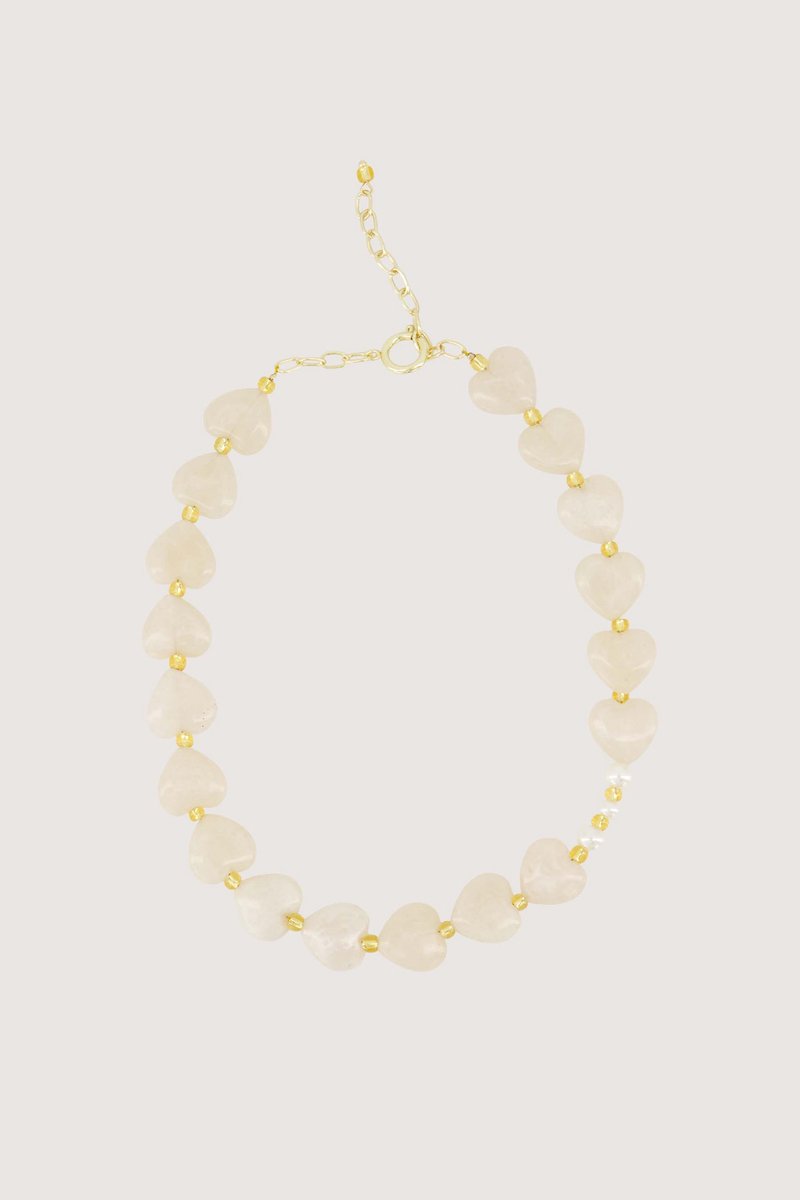 Zusss Heart Necklace With Pearls Resin / Metaal Grey Oyster