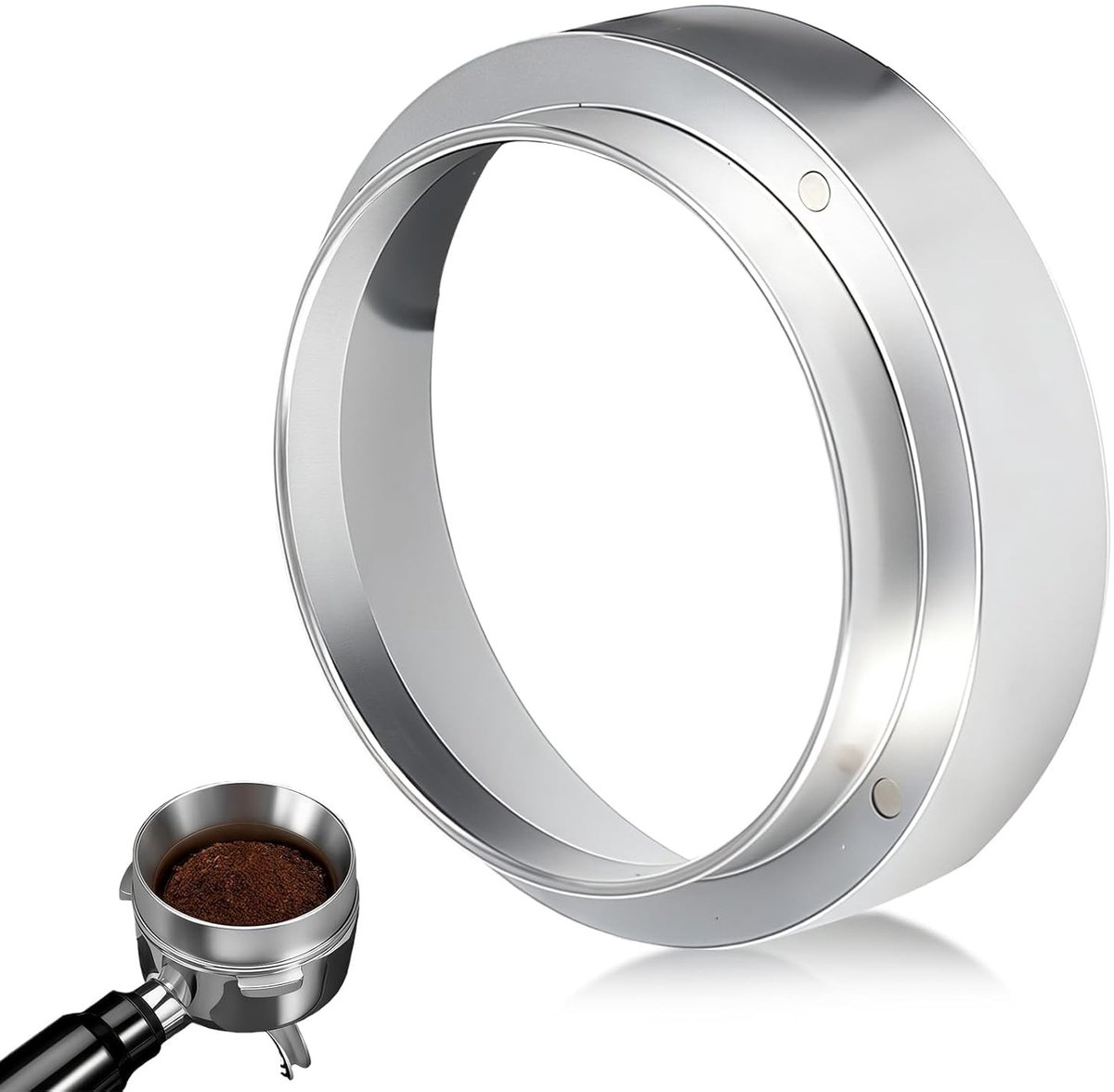 Koffie doseringsring van 51 mm, aluminium magnetische vultrechter voor espresso, accessoires met zeefhouder voor nauwkeurig vullen van koffiepoeder in een zetkom