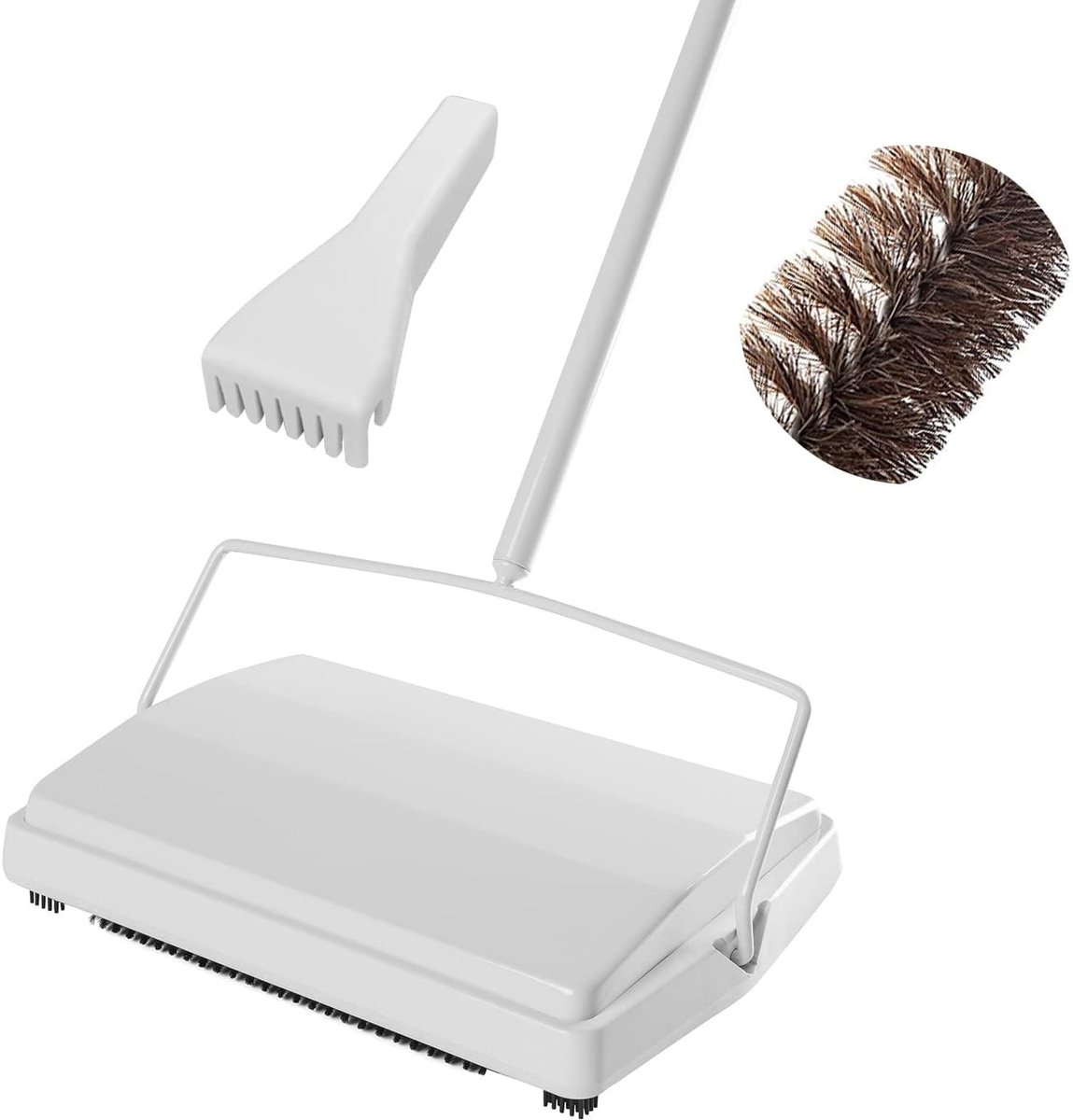 Handmatige Vloermop met Paardenhaar voor het Verwijderen van Dierhaar, Vuil en Lint - Ideaal voor Tapijten en Vloeren