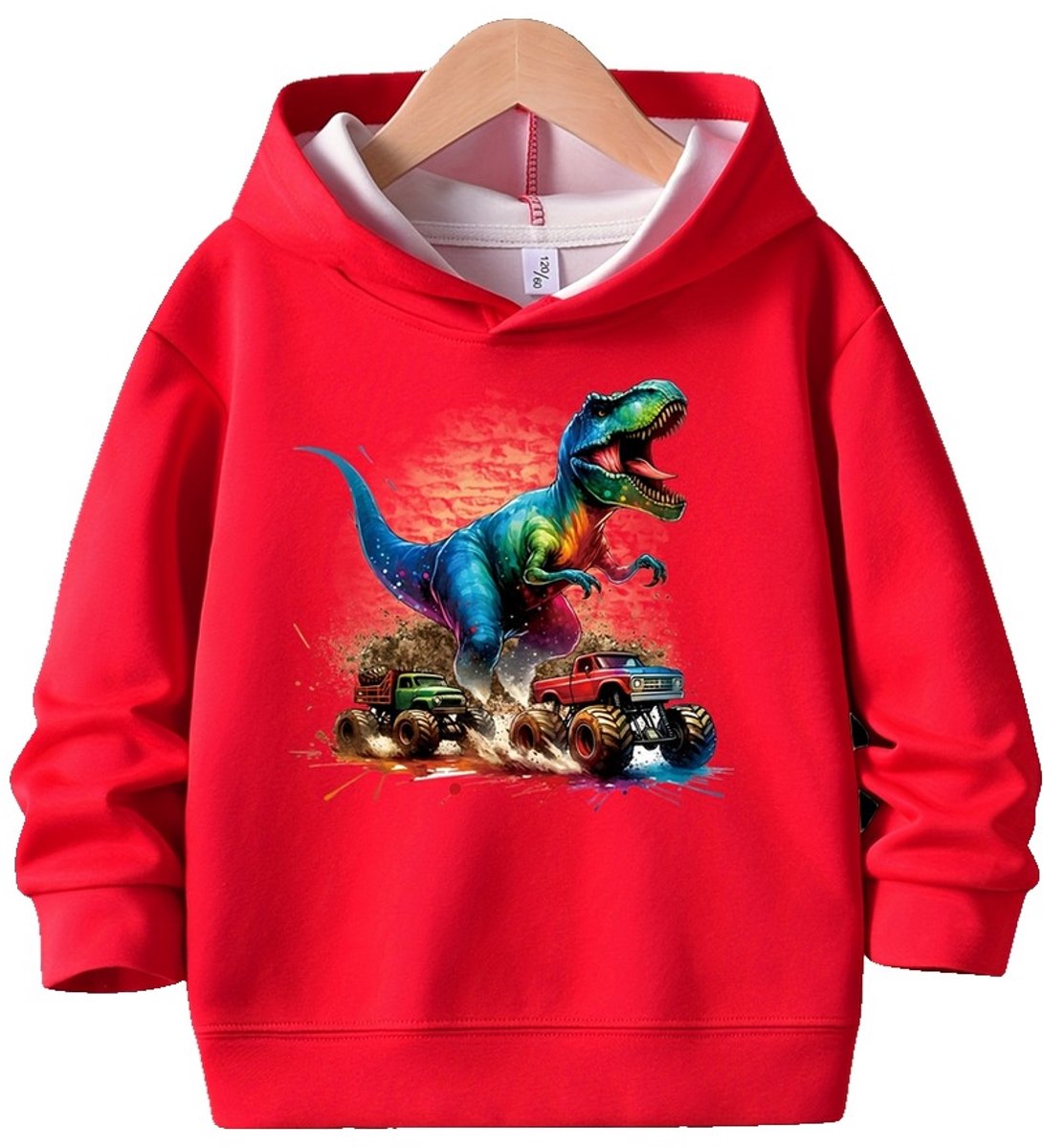 Currero Hoodie Jongens Warme Hoodie Met Capuchon Comfortabele Sweater Casual Trui Pullover Jongenstrui 4-5 Jaar Rood